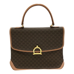 CELINE Celine Handbag Macadam Leather PVC Brown Gold Hardware Women's