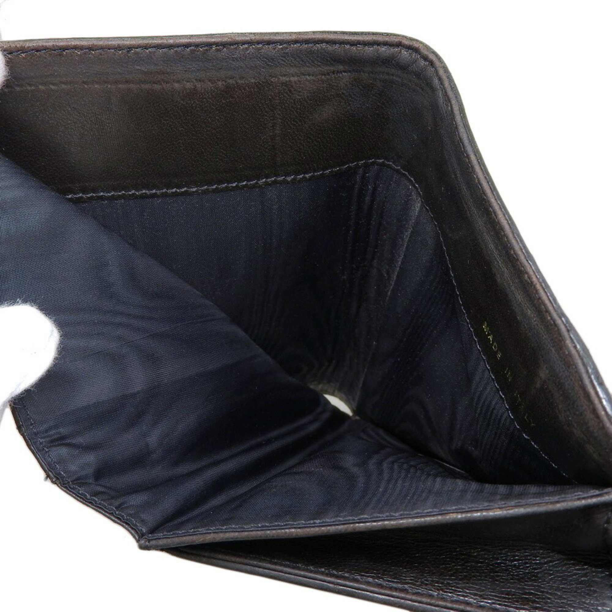 Chanel CHANEL here mark tri-fold wallet caviar skin black 5 series