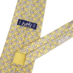 Hermes HERMES necktie silk twill tie elephant pattern 100% men's yellow gray