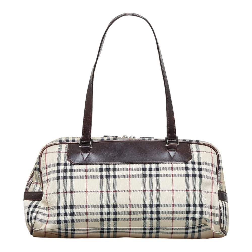 Burberry Nova Check Handbag Boston Bag Beige Canvas Leather Ladies BURBERRY