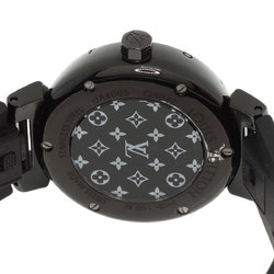 Louis Vuitton QA047 Tambour All Black PM 12P Diamond Watch Stainless Steel  Rubber Ladies LOUIS VUITTON