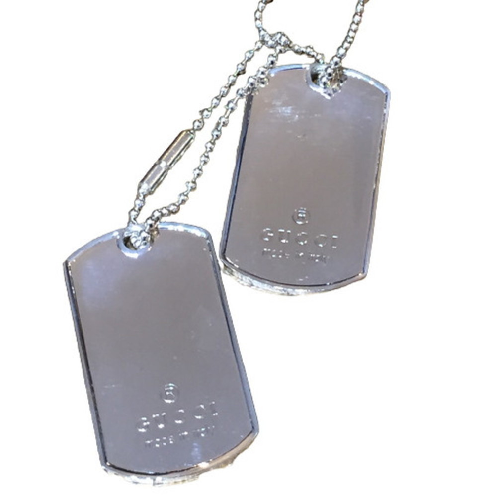 Men's Gucci Dog Tag Necklace in Sterling Silver