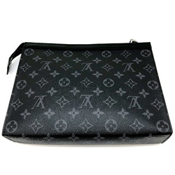 LOUIS VUITTON Louis Vuitton Pochette Voyage M61692 Monogram Eclipse Black  Silver Hardware Men's Second Bag