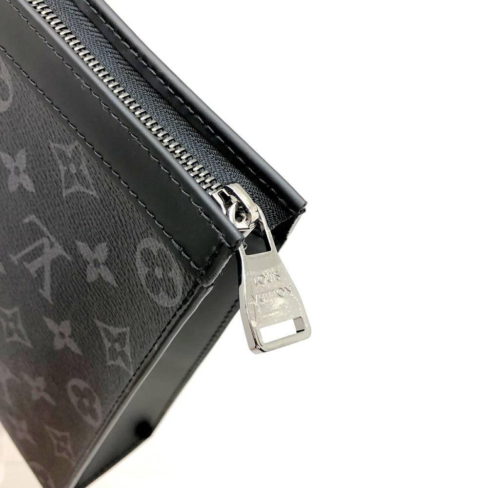 LOUIS VUITTON Louis Vuitton Pochette Voyage M61692 Monogram Eclipse Black  Silver Hardware Men's Second Bag