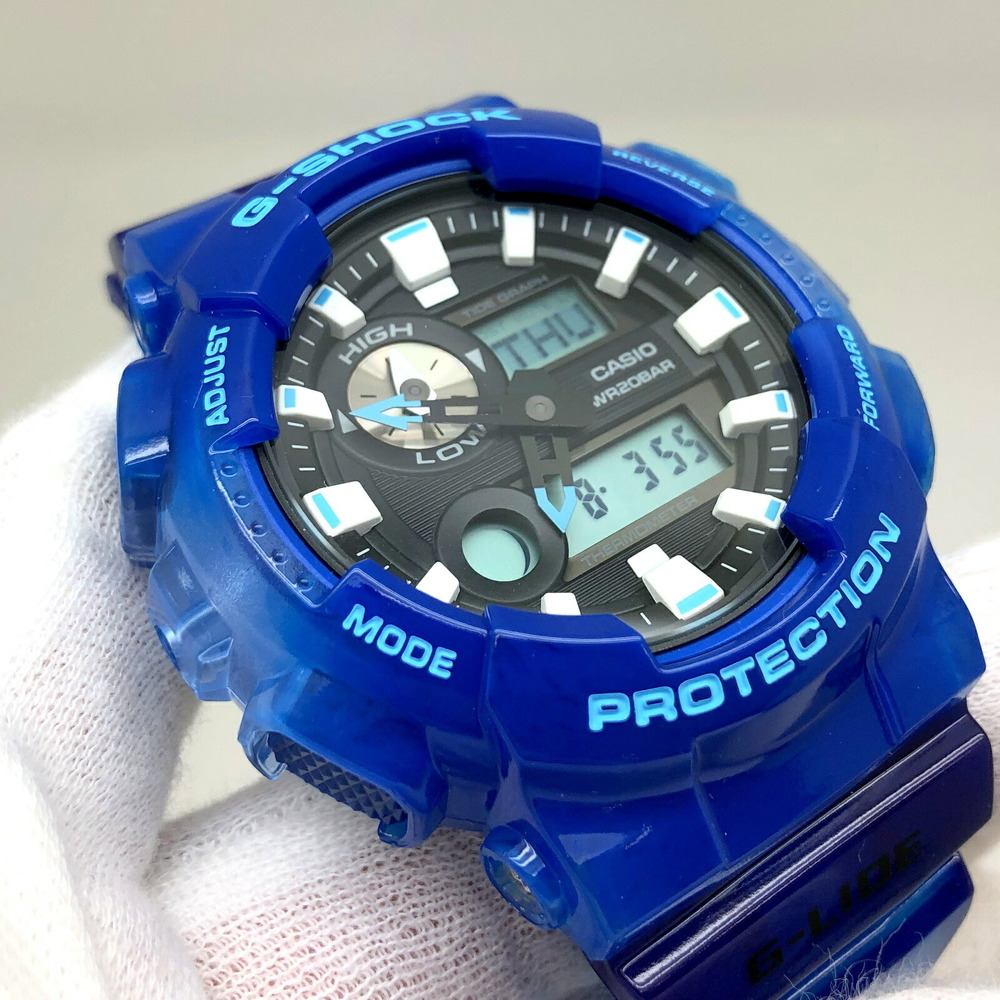 CASIO Casio G-SHOCK G-Shock Watch GAX-100MSA-2A Summer 2017 G-LIDE G Ride  Analog Digi Digiana Quartz Round Face Skeleton Clear Blue Big Men's | eLADY 