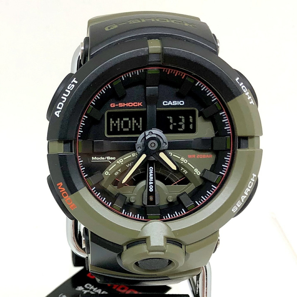 CASIO Casio G-SHOCK G-Shock Watch GA-500K-3AJR CHARI&CO Chari & Co Tie-up  Collaboration Double Name Black Khaki Olive Analog Quartz Round Face |  eLADY