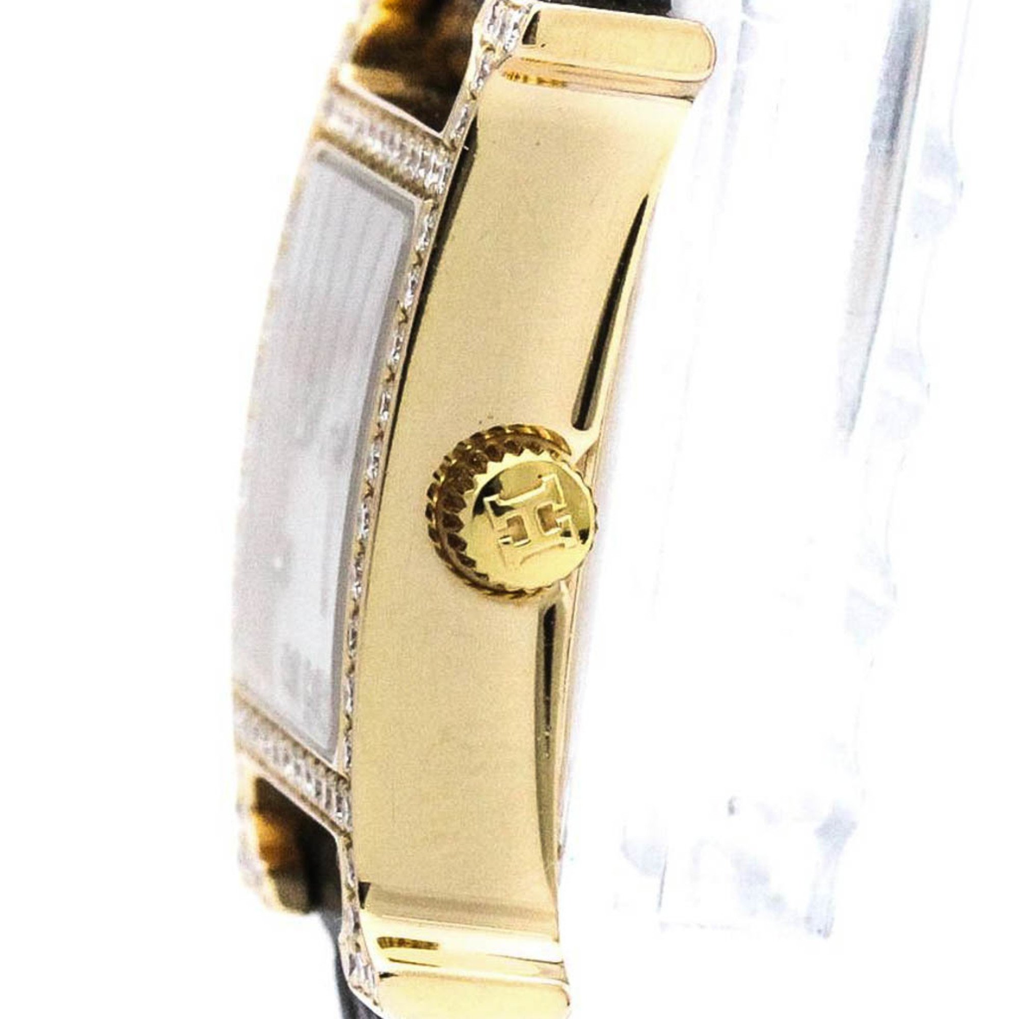 Polished HERMES H Watch Mini MOP Diamond 18K Pink Gold Watch HH1.171 BF563408