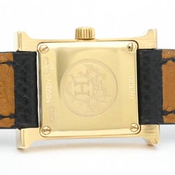 Polished HERMES H Watch Mini Diamond 18K Pink Gold Ladies Watch HH1.171 BF563408