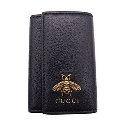 Gucci GUCCI Key Case Women's Men's Animalier Leather Black 523683 6 Bee