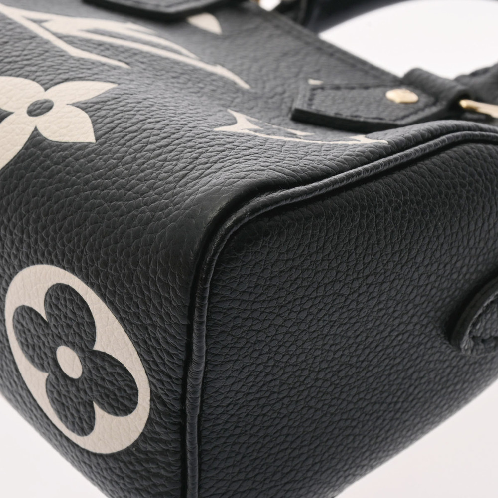 LOUIS VUITTON Louis Vuitton Monogram Implant Nano Speedy Black Beige M81456  Women's Leather Shoulder Bag