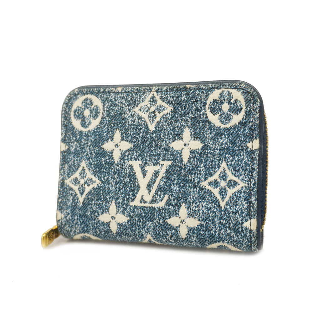 Auth Louis Vuitton Monogram Jacquard Denim Zippy Coin Purse M81185