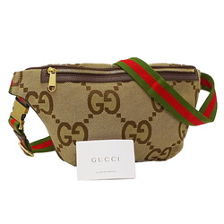 Gucci GUCCI Bag Men's Jumbo GG Shoulder Canvas Camel Ebony 696031