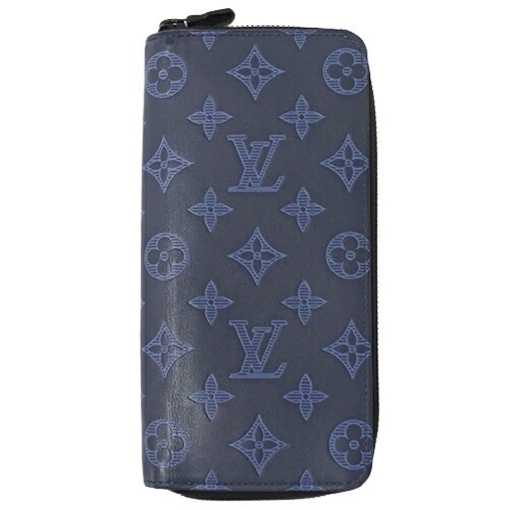 Louis Vuitton LOUIS VUITTON Wallet Monogram Shadow Men's Long Zippy  Vertical Navy Blue M80423 Round