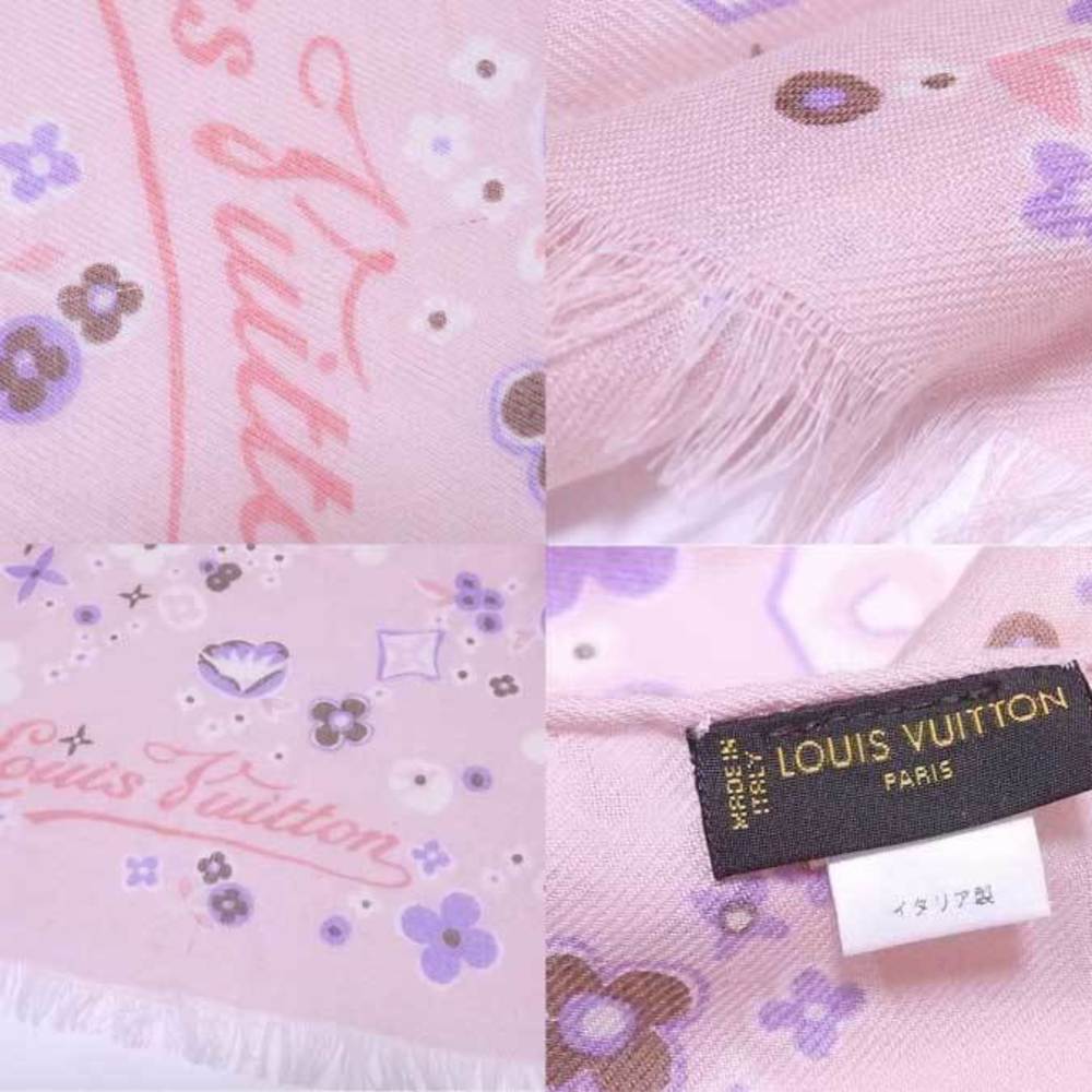 Louis Vuitton LOUIS VUITTON shawl stole scarf cashmere/silk/wool pink x  multicolor ladies