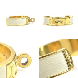 Hermes HERMES Bracelet Kelly Bangle Metal/Leather Gold/Off-White Unisex