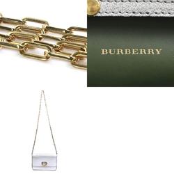 Burberry BURBERRY diagonal shoulder bag leather silver ladies