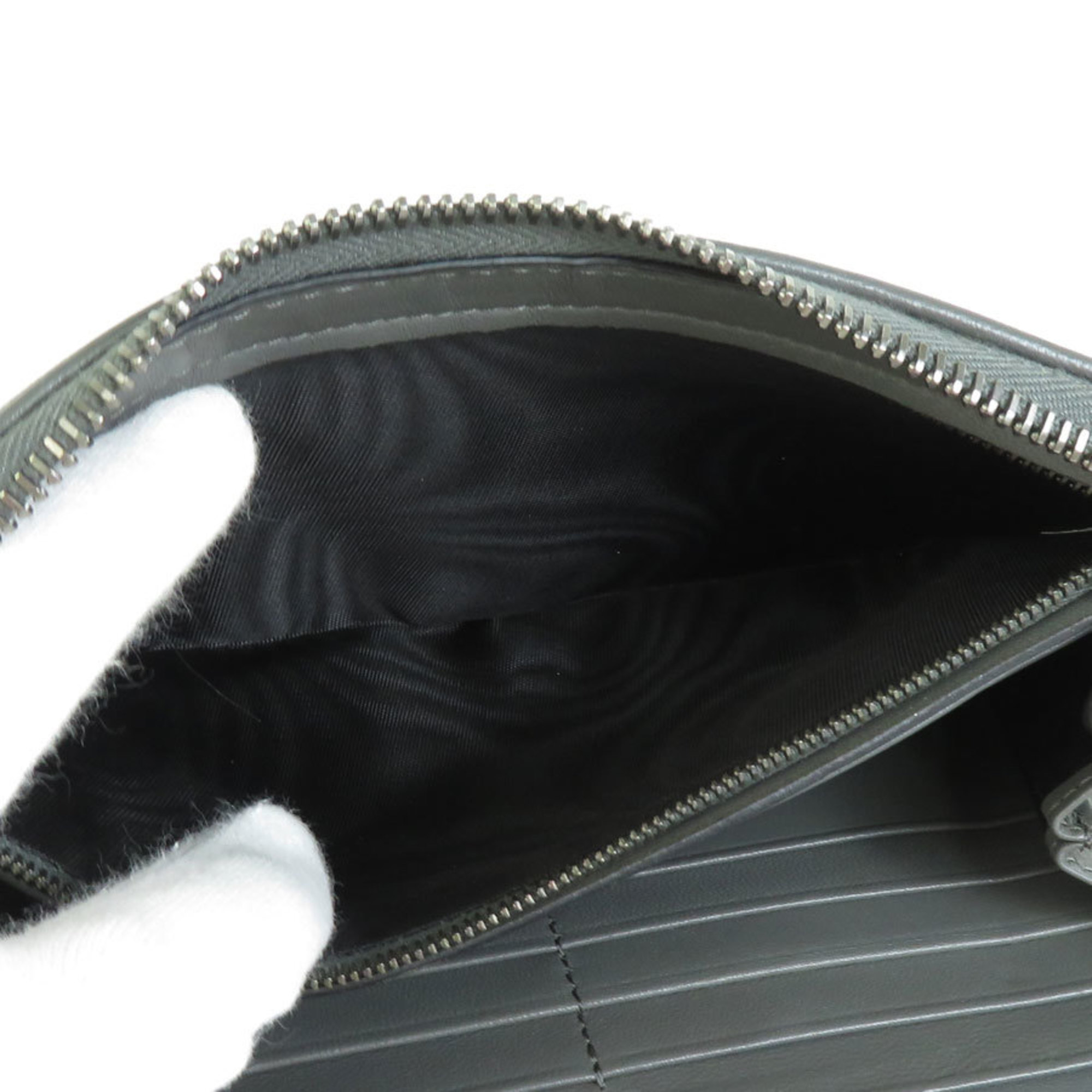 Bottega Veneta BOTTEGAVENETA Round Zipper Long Wallet Intrecciato Leather Gray Unisex