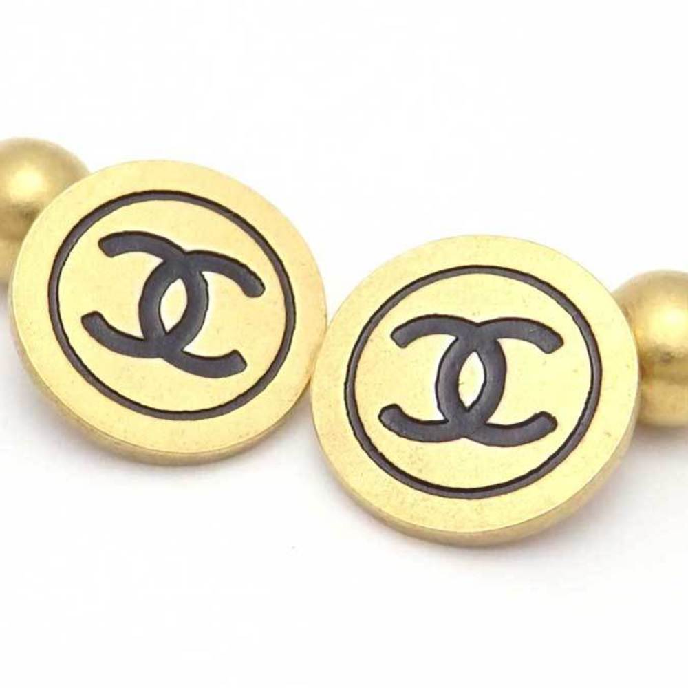 Chanel CHANEL Cuffs Coco Mark Metal/Enamel Gold x Black Ladies