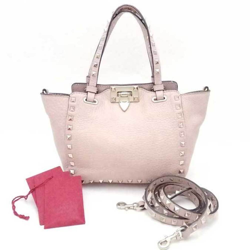 repulsion stressende sikring Valentino Garavani Handbag Shoulder Bag Rockstuds Leather/Metal Light Pink  x Gold Women's | eLADY Globazone