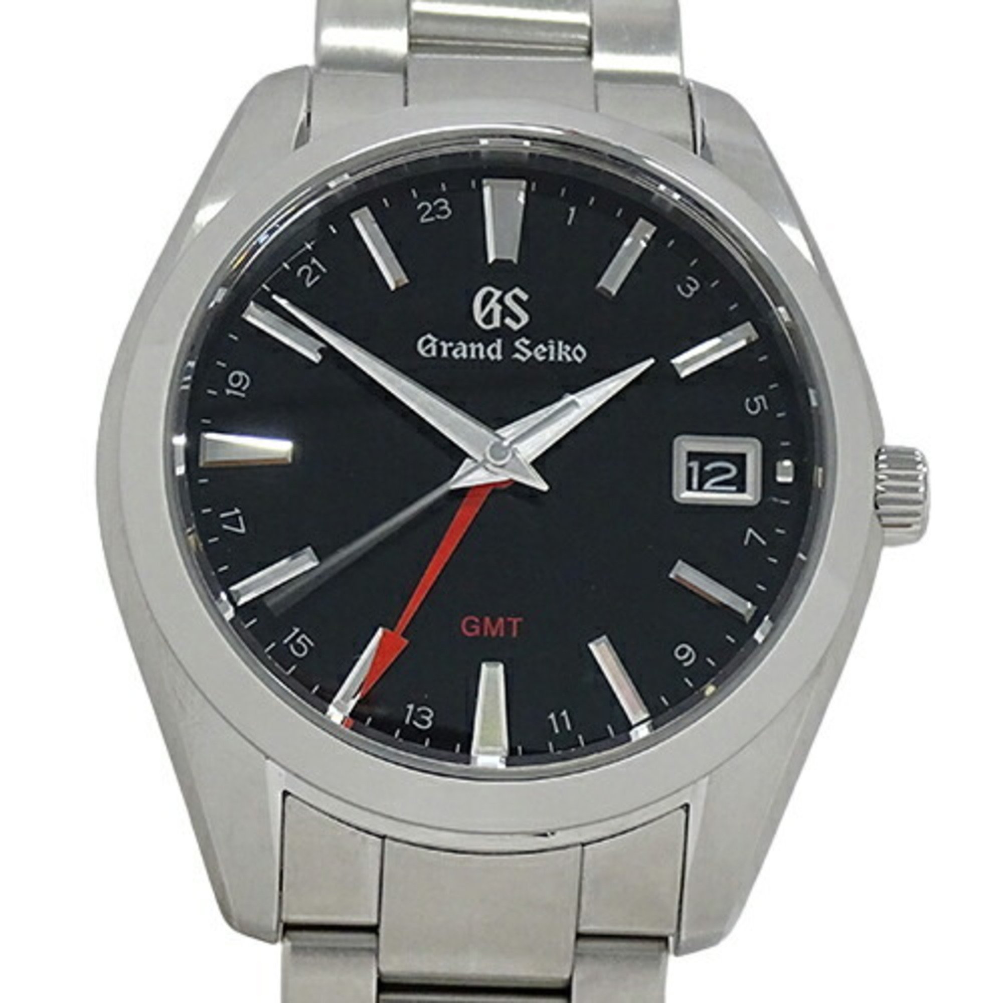 Grand Seiko GRAND SEIKO GS Heritage 9F86-0AF0 SBGN013 Watch Men's Date GMT Quartz Stainless SS Silver Black Polished