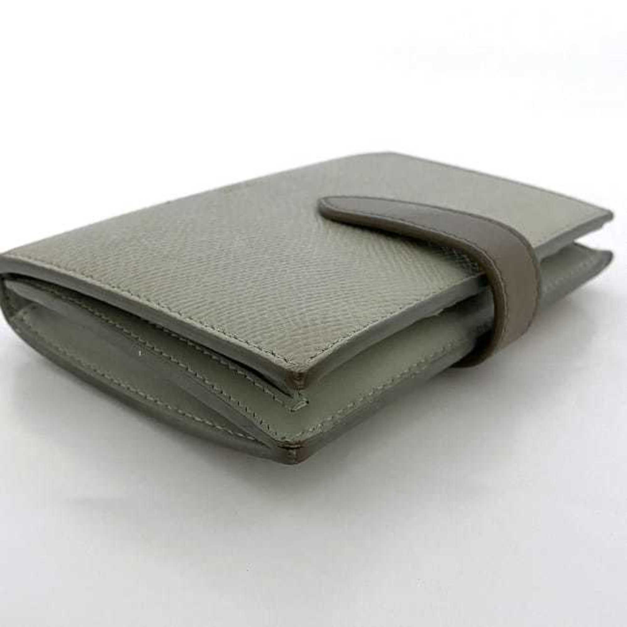Celine wallet medium strap gray 10B64 3BRU 30VL folio leather CELINE bicolor smoky color ladies