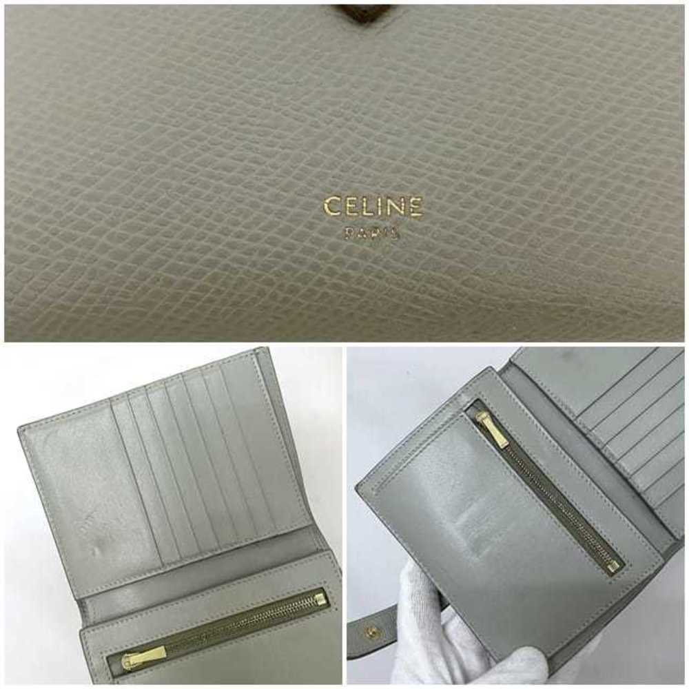 Celine wallet medium strap gray 10B64 3BRU 30VL folio leather CELINE  bicolor smoky color ladies