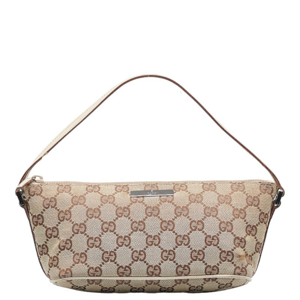 Gucci Beige/Brown GG Canvas and Leather Boat Pochette Bag