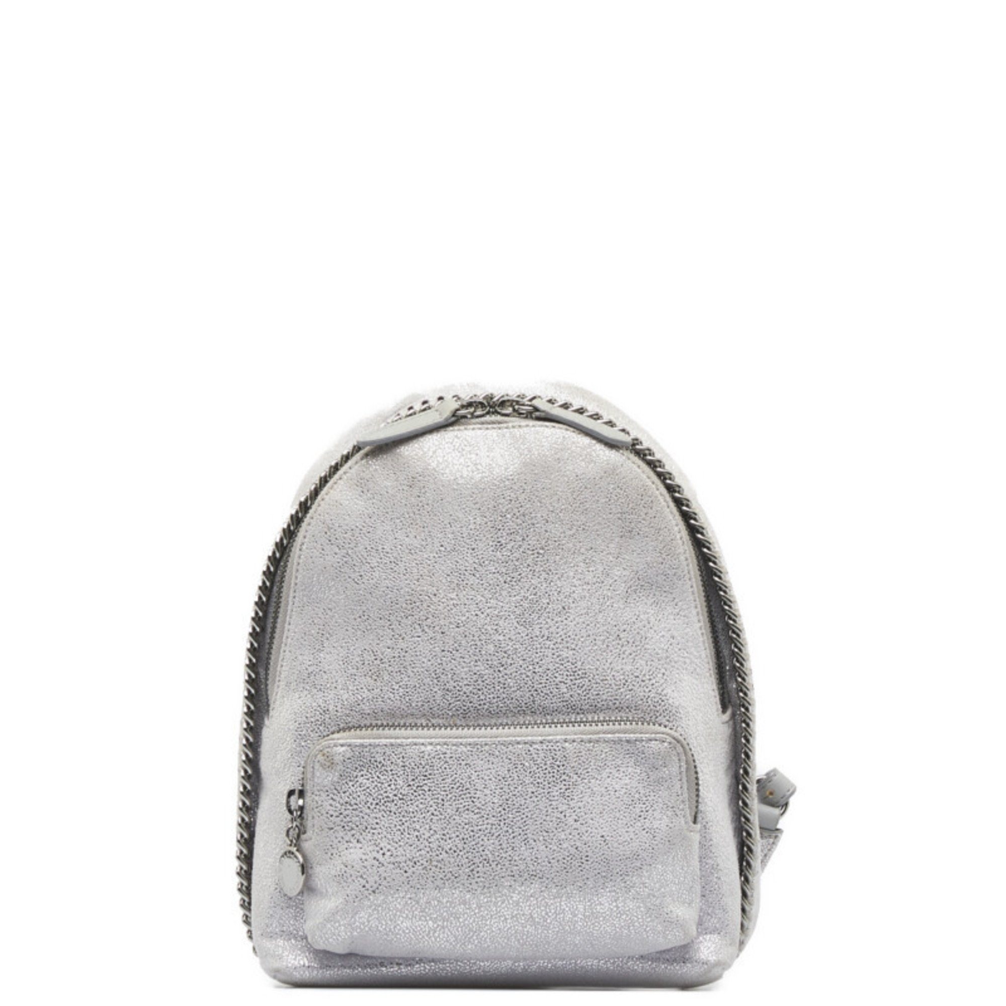 Stella McCartney Falabella Rucksack Shoulder Bag 2WAY Silver Polyester Ladies