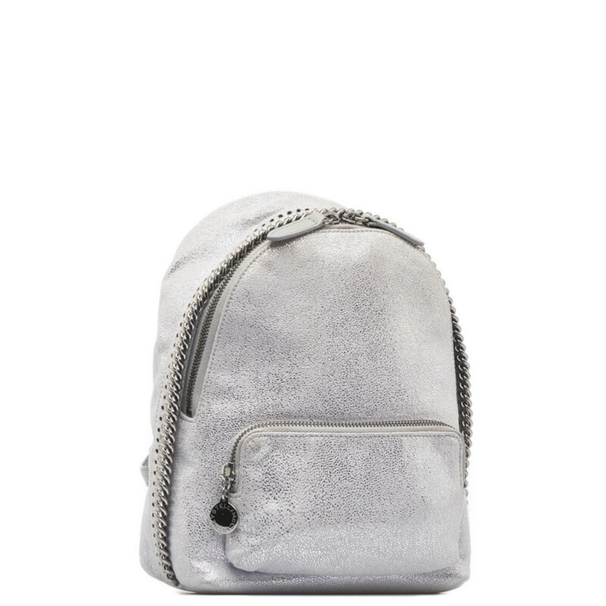 Stella McCartney Falabella Rucksack Shoulder Bag 2WAY Silver Polyester Ladies