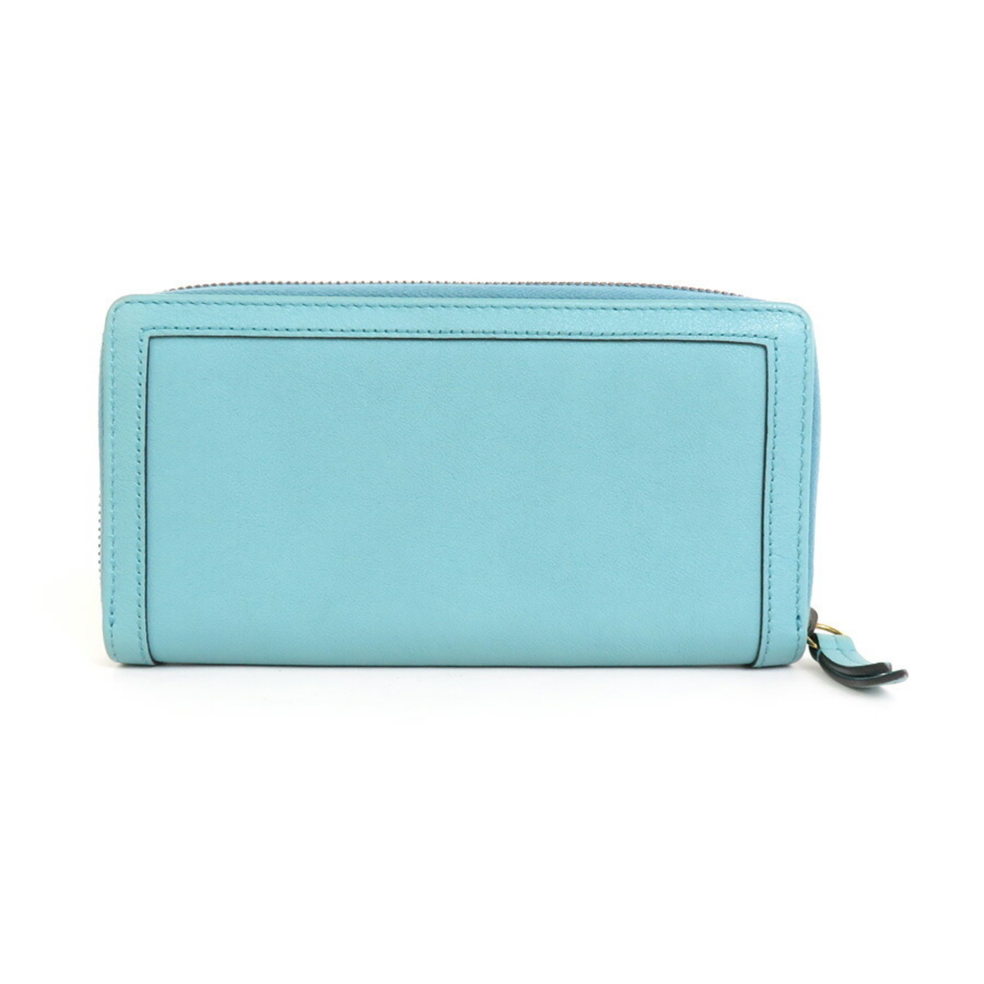 Gucci GUCCI Round Zipper Long Wallet GG Marmont Diana Leather Turquoise Blue Gold Unisex 658634