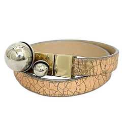 Christian Dior Bracelet Pink Gold Silver Leather Metal Ball Ladies