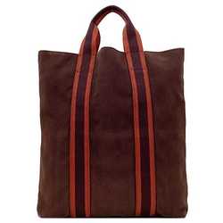 Hermes tote bag Kabas Bordeaux red cotton canvas HERMES stripe wine ladies' men's