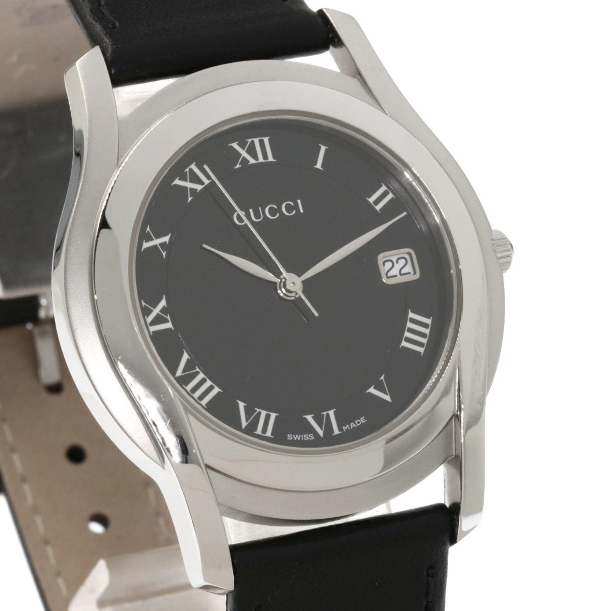 Gucci 5500M watch stainless steel leather men GUCCI