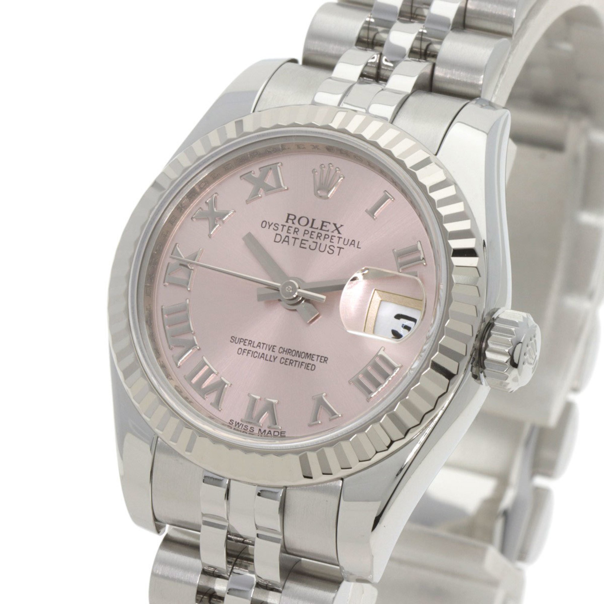 Rolex 179174 Datejust Pink Roman Watch Stainless Steel SS K18WG Women's ROLEX