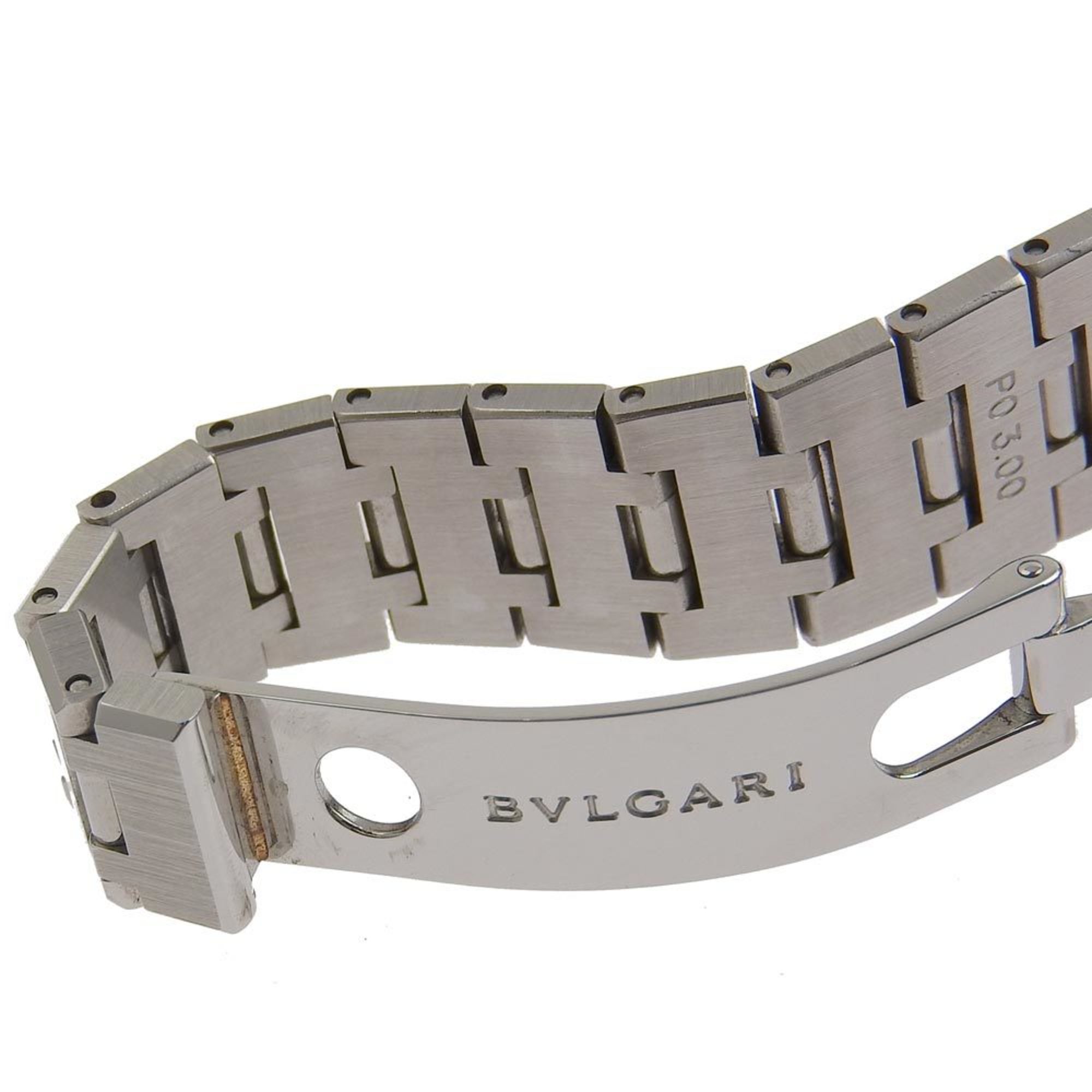 BVLGARI Bulgari Quadrado watch SQ22SS stainless steel silver quartz analog display ladies black dial