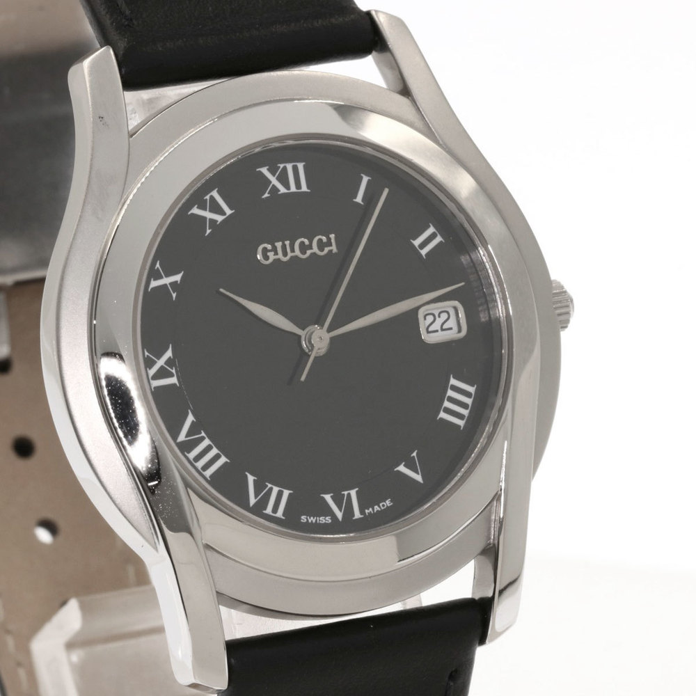 Gucci 5500M watch stainless steel leather men GUCCI | eLADY Globazone