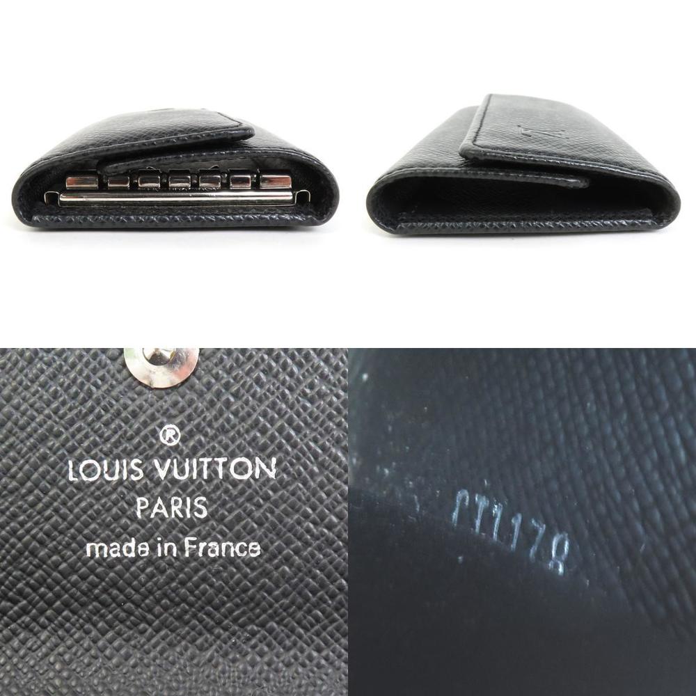 LOUIS VUITTON Key Case Multicle 6 LV Logo Snap Button Row Taiga Ardoise  M30532 Men's