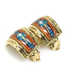 Hermes HERMES Earrings Cloisonne Metal/Enamel Gold x Multicolor Women's