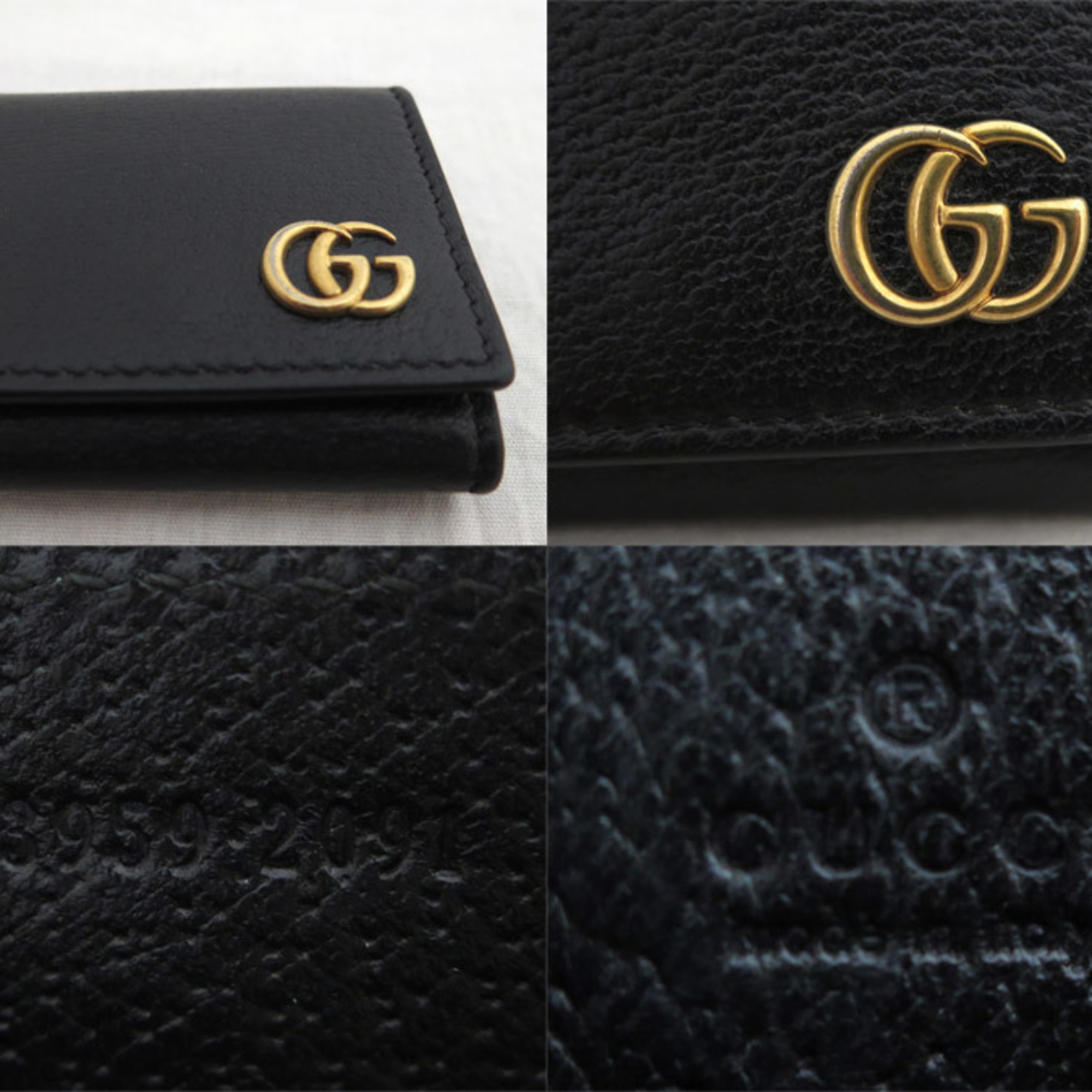 Gucci GUCCI coin case wallet GG Marmont leather/metal black x gold unisex 473959