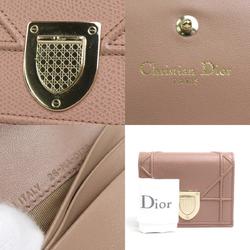 Christian Dior Folio Wallet Diorama Leather Pink Beige Women's