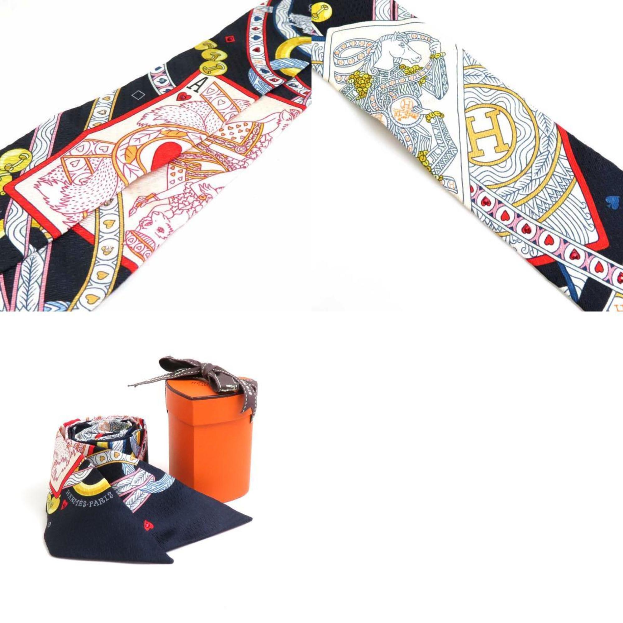 Hermes HERMES Scarf Twilly Dame de Coeur Silk/Rhinestone Multicolor Women's