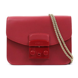 Furla Crossbody Shoulder Bag Leather Red Women's