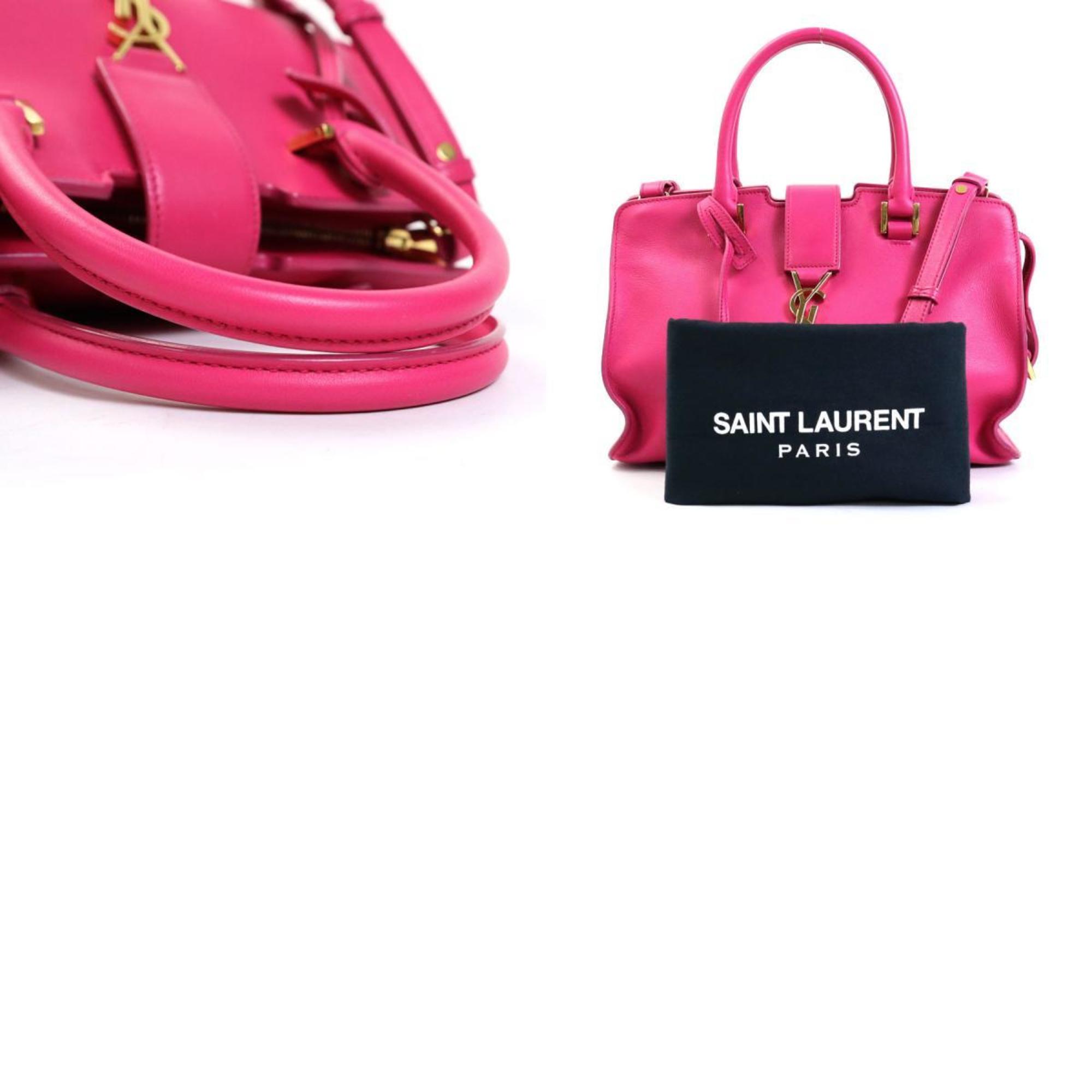 Saint Laurent SAINT LAURENT Handbag Crossbody Shoulder Bag Baby Kabas Leather Pink Gold Women's
