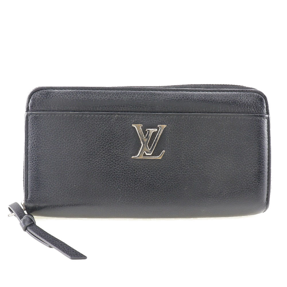 LOUIS VUITTON Louis Vuitton Portefeuille Lock Me Long Wallet Zippy Leather  Black UB3168 Ladies