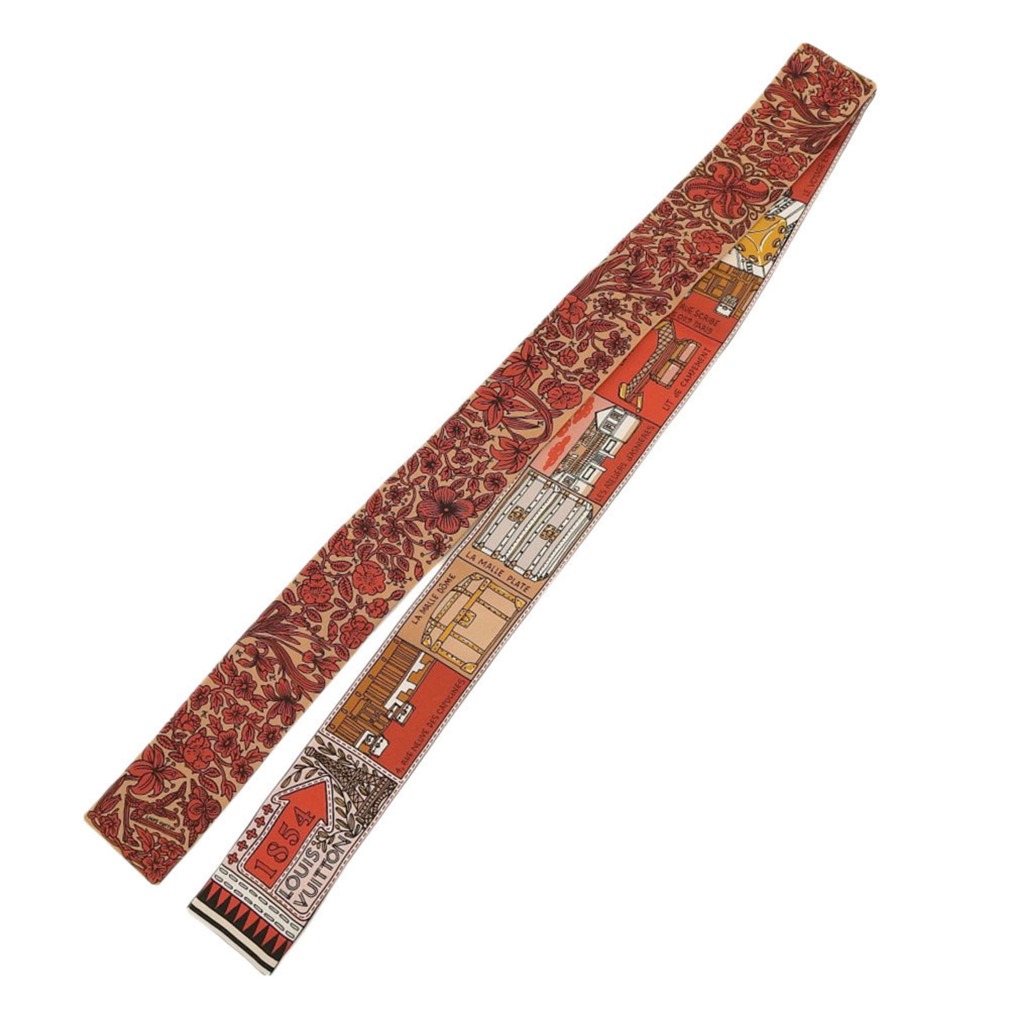 LOUIS VUITTON Louis Vuitton Bandeau BB Scarf Judelouis M70856 Silk Brown/Red RT0138 Women's