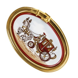 HERMES Hermes Email Brooch Carriage Cloisonne Gold Plated Red Women's