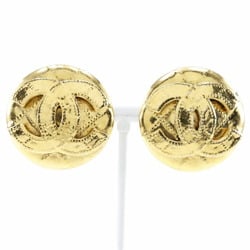 CHANEL Chanel here mark earrings matelasse vintage gold plated 94P ladies