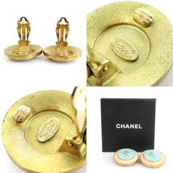 Chanel CHANEL Earrings Cocomark Metal/Enamel Gold/Blue/Pink Beige Women's