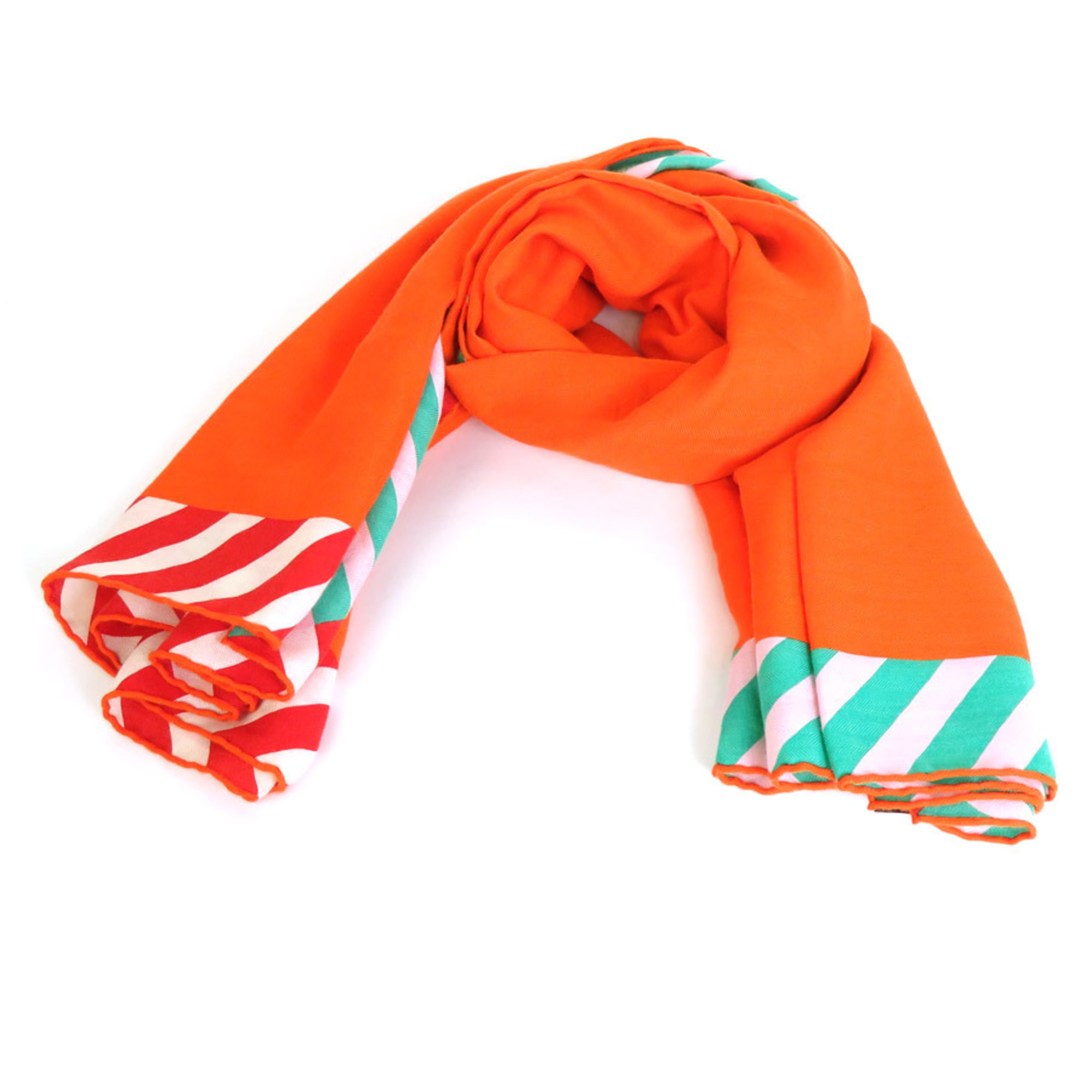 Hermes HERMES shawl stole scarf cashmere/silk orange/multicolor ladies