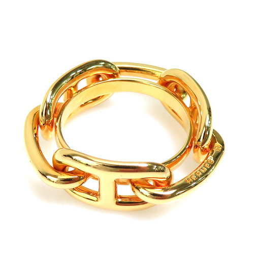 Hermes HERMES Scarf Ring H Logo Cadena Metal/Leather Gold x Orange Women's  | eLADY Globazone